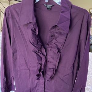 St John Ruffle Front Button Down Top